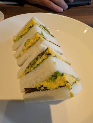 Plant-based egg sandwich at MERCY Vegan Factory in Osaka