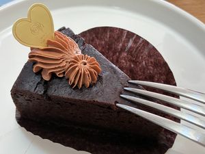 Chocolate ganache cake at MERCY Vegan Factory in Osaka