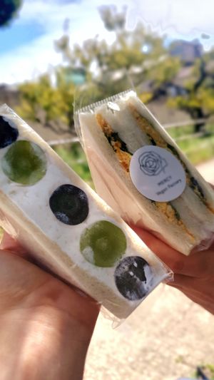 Fruit and egg sandwich at MERCY Vegan Factory in Osaka