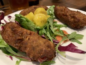 Aubergine, chickpea and cashew kofta at David Bann Restaurant in Edinburgh