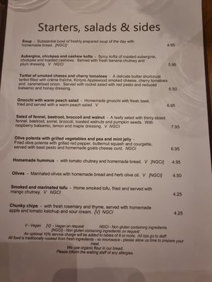 Menu at David Bann Restaurant in Edinburgh