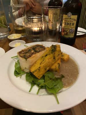 Mushroom, goats cheese and Heather Ale strudel at David Bann Restaurant in Edinburgh