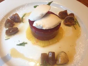 Raspberry jelly at David Bann Restaurant in Edinburgh