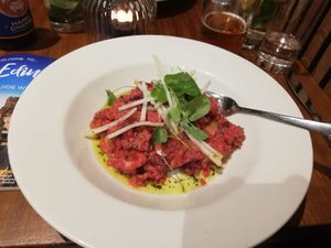 Beetroot rissoto at David Bann Restaurant in Edinburgh