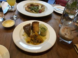 Fried tofu with mango chutney   at David Bann Restaurant in Edinburgh
