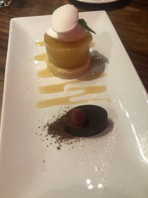 Pineapple jelly with lemon cake   at David Bann Restaurant in Edinburgh