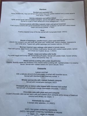 Daily menu  at David Bann Restaurant in Edinburgh