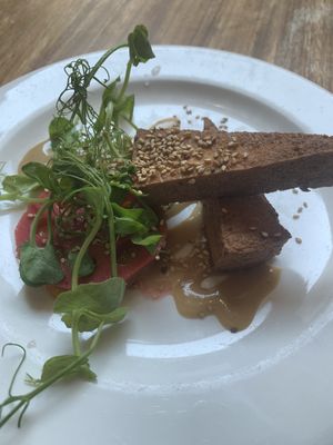 Tofu on pickled beets   at David Bann Restaurant in Edinburgh