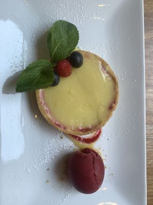 Tart and sorbet  at David Bann Restaurant in Edinburgh