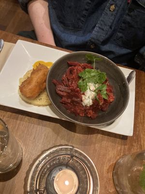 Beetroot curry  at David Bann Restaurant in Edinburgh