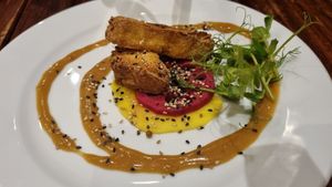 Smoked and marinated tofu at David Bann Restaurant in Edinburgh