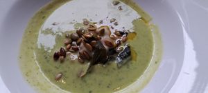 Butternut squash raviolo at David Bann Restaurant in Edinburgh