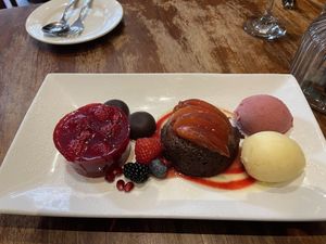 Vegan dessert plate  at David Bann Restaurant in Edinburgh
