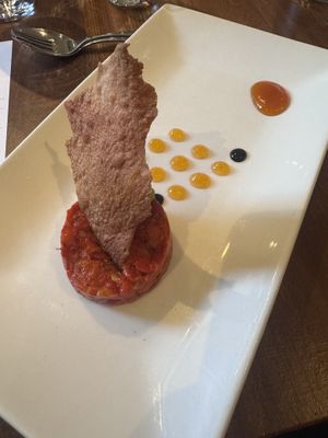 Red pepper tartare   at David Bann Restaurant in Edinburgh