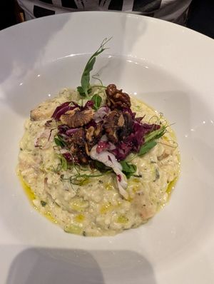 Celeriac risotto (they took off the award winning cheese to make it vegan) at David Bann Restaurant in Edinburgh