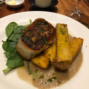 mushroom goat cheese strudel at David Bann Restaurant in Edinburgh