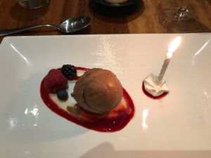 chocolate icecream at David Bann Restaurant in Edinburgh