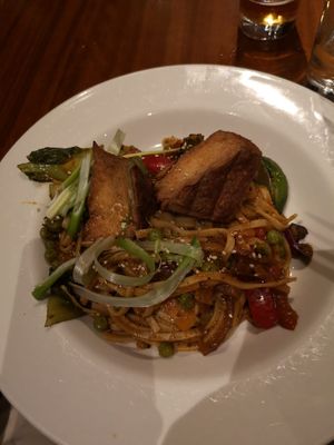 Udon noodles. Taste was ok  at David Bann Restaurant in Edinburgh