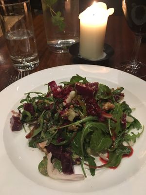 Beetroot, fennel, broccoli & raspberry salad with seeds & nuts - just lovely! at David Bann Restaurant in Edinburgh