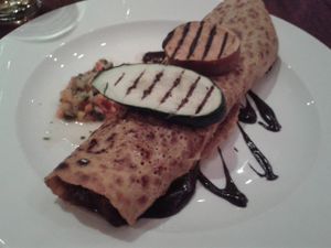 Stuffed pancake (vegan main) at David Bann Restaurant in Edinburgh