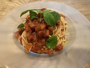 Chilled pasta with tomato sauce  at nagi in Nagoya