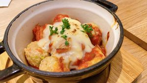 Vegan soymeat balls and veg cheese  at nagi in Nagoya