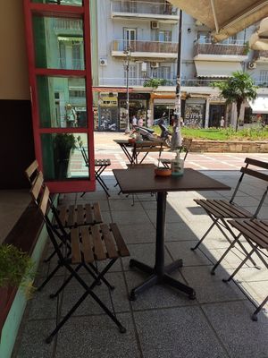 Outside at Valentino Crepes in Thessaloniki