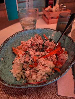 Sorry I already stirred everything together so it looks messy at Bibabo in Mallorca