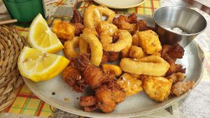 VEGAN DI MARE: Fritura de pescado vegano con "Chopitos, cazón en adobo y calamares a la romana" at MMVF in Alcorcon