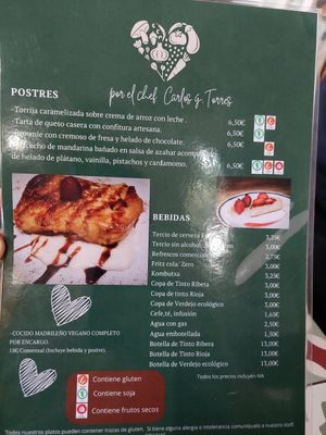 Menu so as mid February 2024 at MMVF in Alcorcon