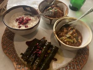 Vegan meze selection. Flatbreads not pictured (but also delicious!)  at Mune in Madrid