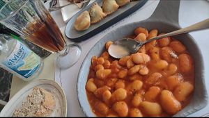 Butter beans and spinach pies at Agrimia Restaurant in Crete