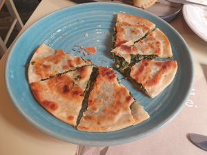 Spinach/fennel pie at Agrimia Restaurant in Crete