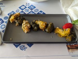 Stuffed vine leaves and Zucchini at Agrimia Restaurant in Crete