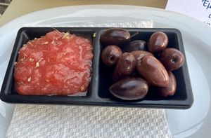 Complimentary appetizerrs  at Agrimia Restaurant in Crete