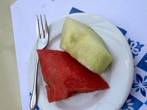 Complimentary fruit  at Agrimia Restaurant in Crete