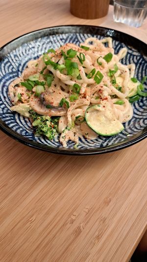 Creamy Udon noodles at Bodhi in Leuven
