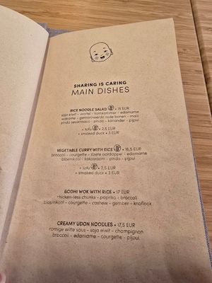 Part of menu at Bodhi in Leuven