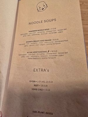 Part of menu at Bodhi in Leuven
