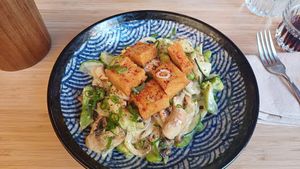 Creamy udon noodles at Bodhi in Leuven