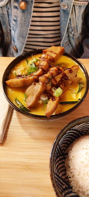 Vegetable curry with rice at Bodhi in Leuven