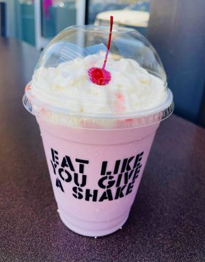 Strawberry shake (v)  at Stand-Up Burgers in Culver City