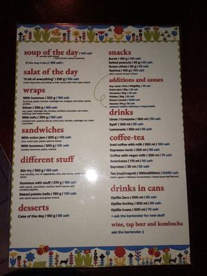 Current menu at Traven - Травень in Lviv