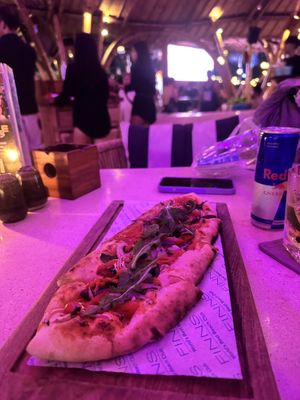 mediterranean pizza (vegan )   at Finns Beach Club in Canggu