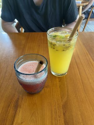 Watermelon juice and passion fruit lemonade   at ShamanaMama in Gianyar
