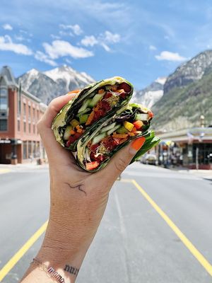 Raw Vegan Rainbow Wrap  at Lunch Money in Telluride