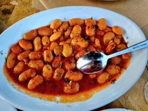 Butter beans in tomato sauce at Nefeli-Anait in Kefalonia