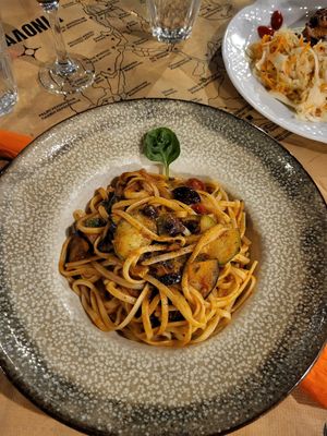 Aubergine (egg plant) pasta at Nefeli-Anait in Kefalonia