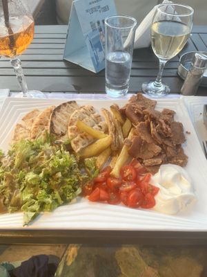 Vegan gyros platter   at B.E.D Bar in Corfu
