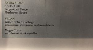 The two vegan mains in menu  at Casa Del Mar in Albufeira